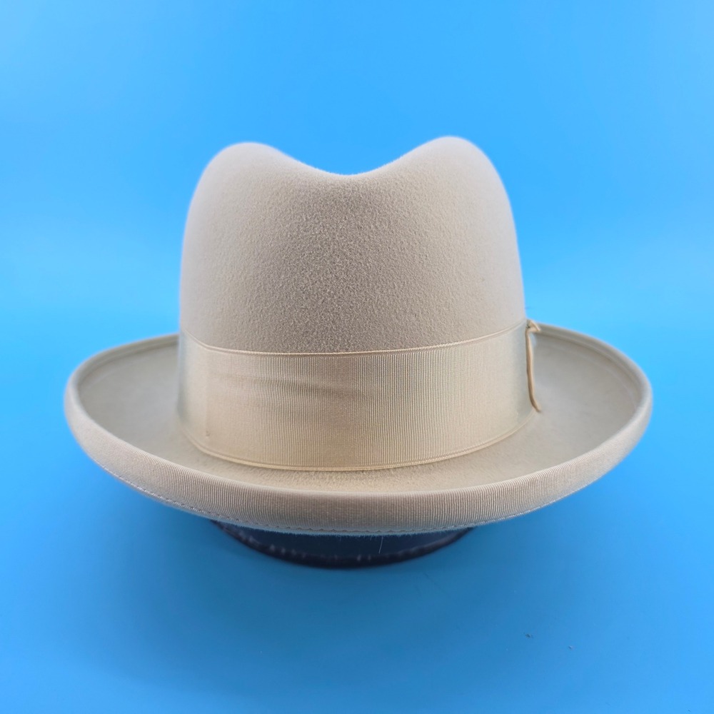 Biltmore Imperial Eleganza Ivory Fur Felt Homburg Hat Feather Size 7 1/2 60cm